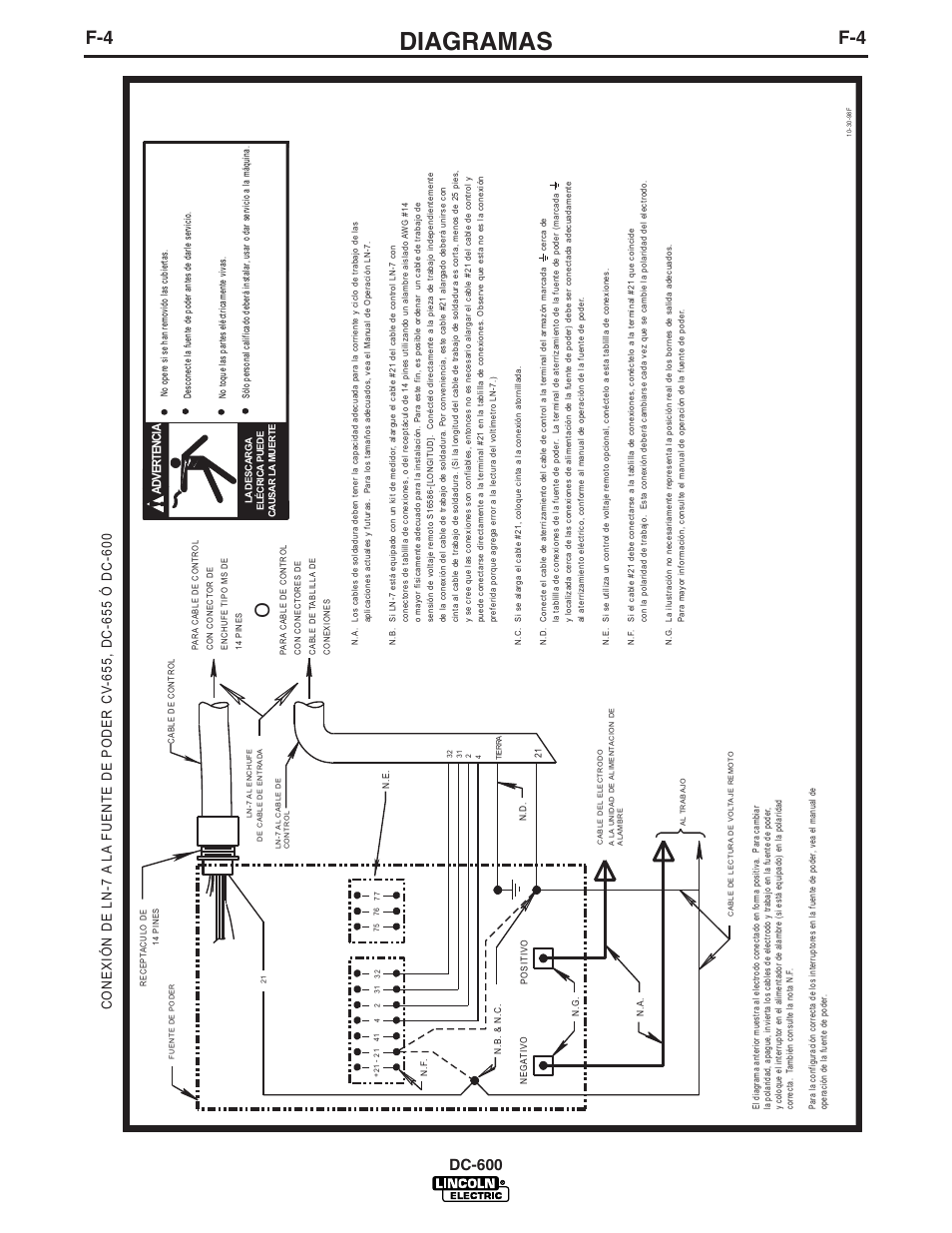 Diagramas, Dc-600, Advertencia | Lincoln Electric IM642 IDEALARC DC-600 User Manual | Page 45 / 56