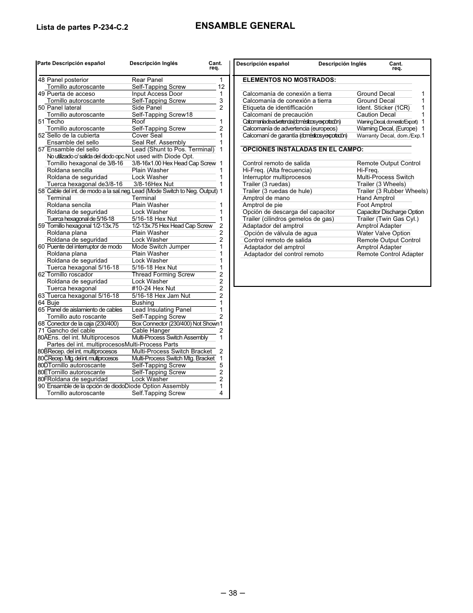 Ensamble general | Lincoln Electric IM474 IDEALARC DC-400 User Manual | Page 38 / 51