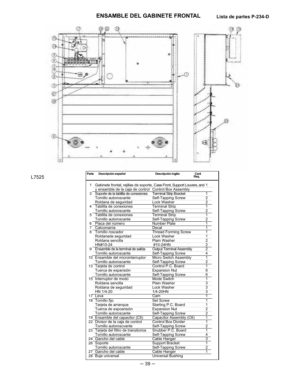 Ensamble del gabinete frontal | Lincoln Electric IM474 IDEALARC DC-400 User Manual | Page 39 / 51