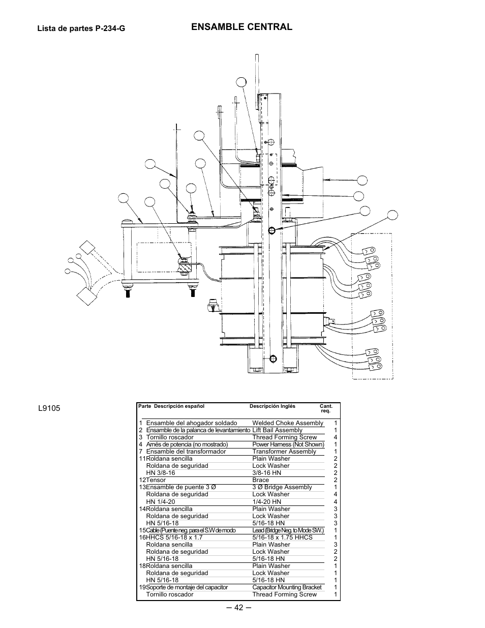 Ensamble central | Lincoln Electric IM474 IDEALARC DC-400 User Manual | Page 42 / 51