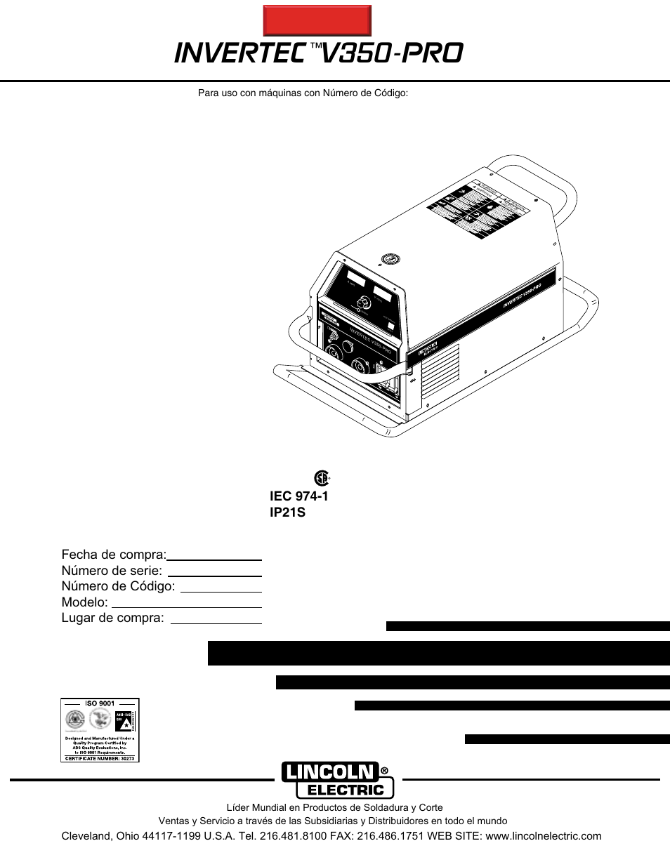 Lincoln Electric IM679 INVERTEC V350-PRO User Manual | 40 pages