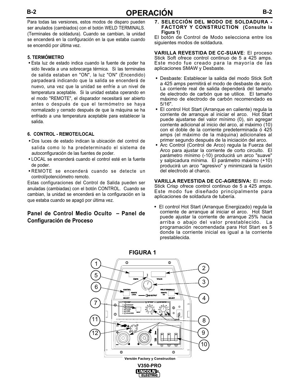 Operación | Lincoln Electric IM679 INVERTEC V350-PRO User Manual | Page 13 / 40