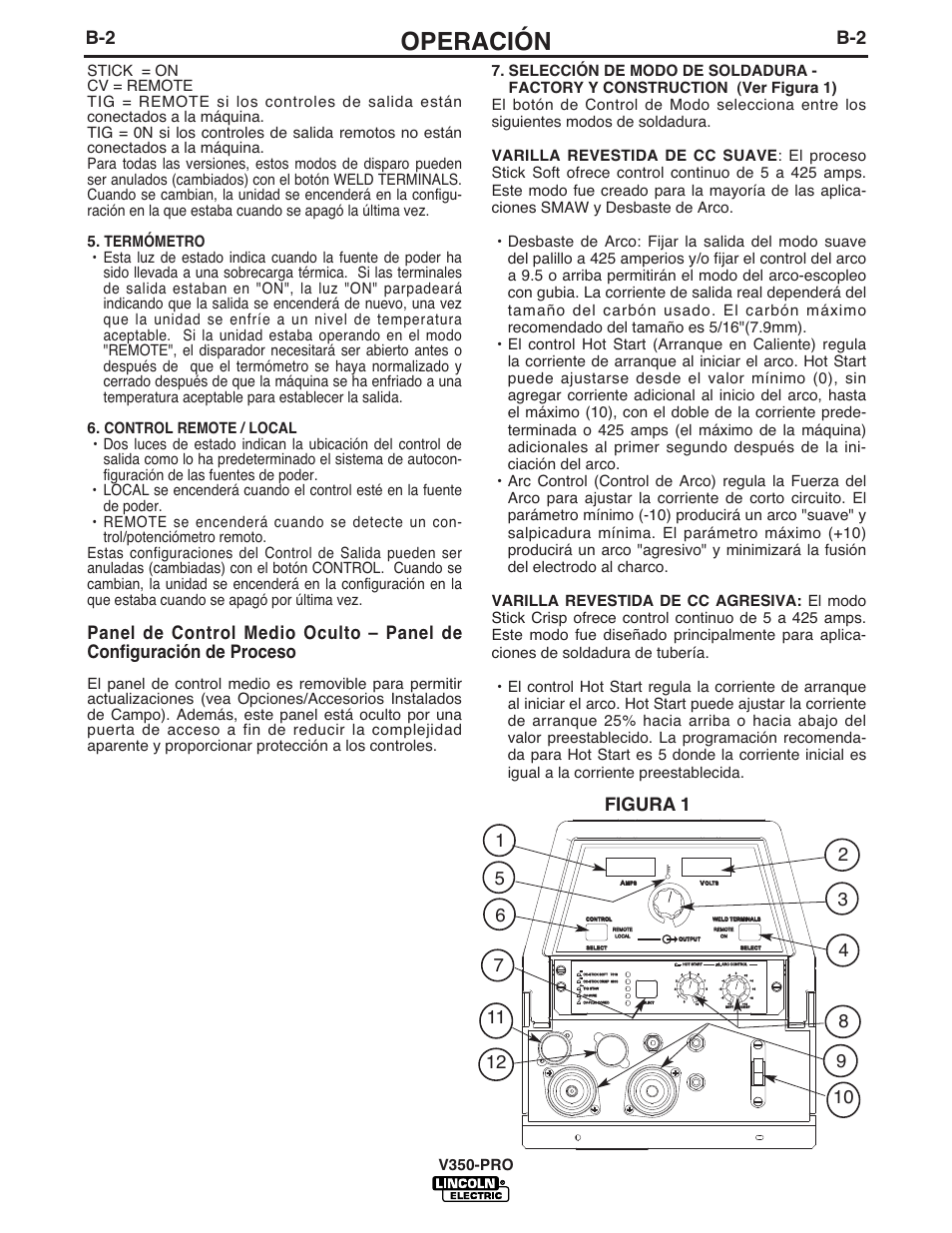 Operación | Lincoln Electric IM731 INVERTEC V350-PRO User Manual | Page 14 / 39