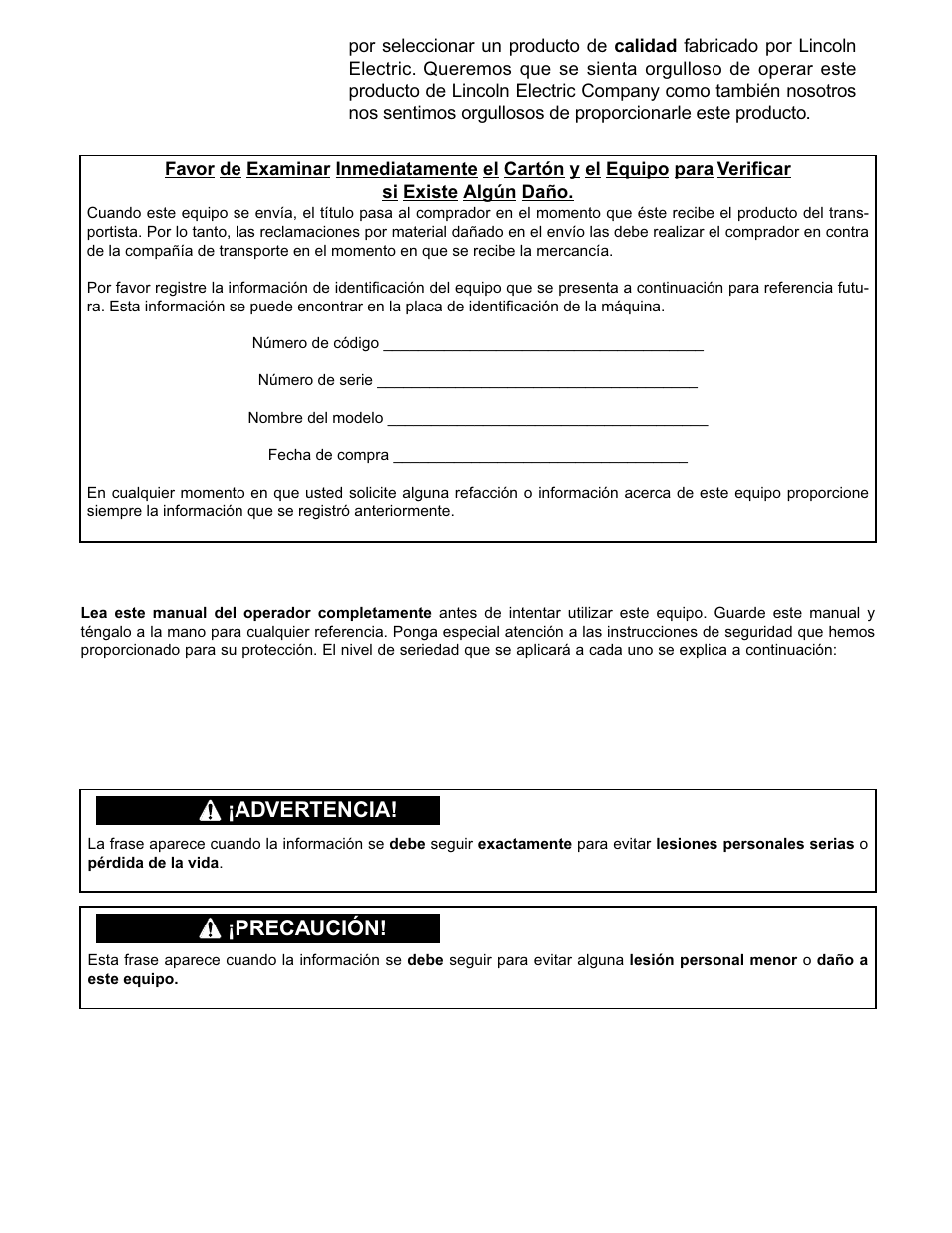 Gracias | Lincoln Electric IM519 350-SA PERKINS User Manual | Page 6 / 39