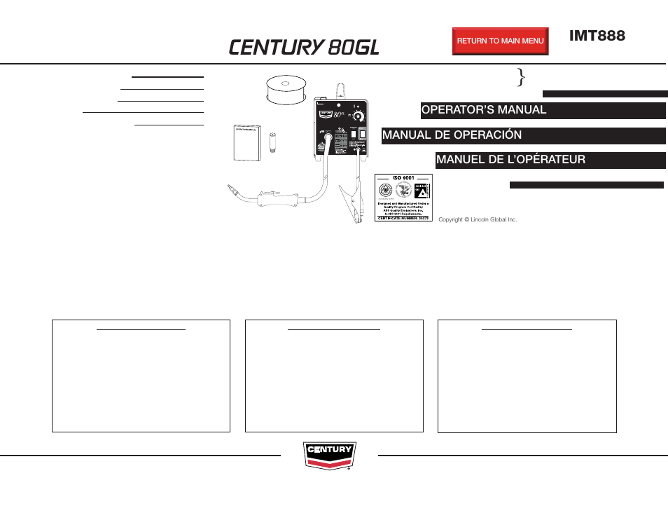 Lincoln Electric IMT888 CENTURY 80GL User Manual | 32 pages