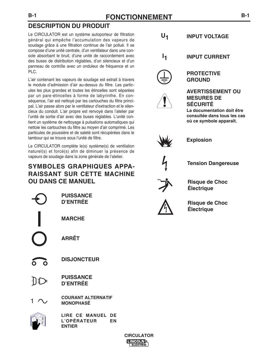 Fonctionnement | Lincoln Electric IM10109 CIRCULATOR User Manual | Page 17 / 36