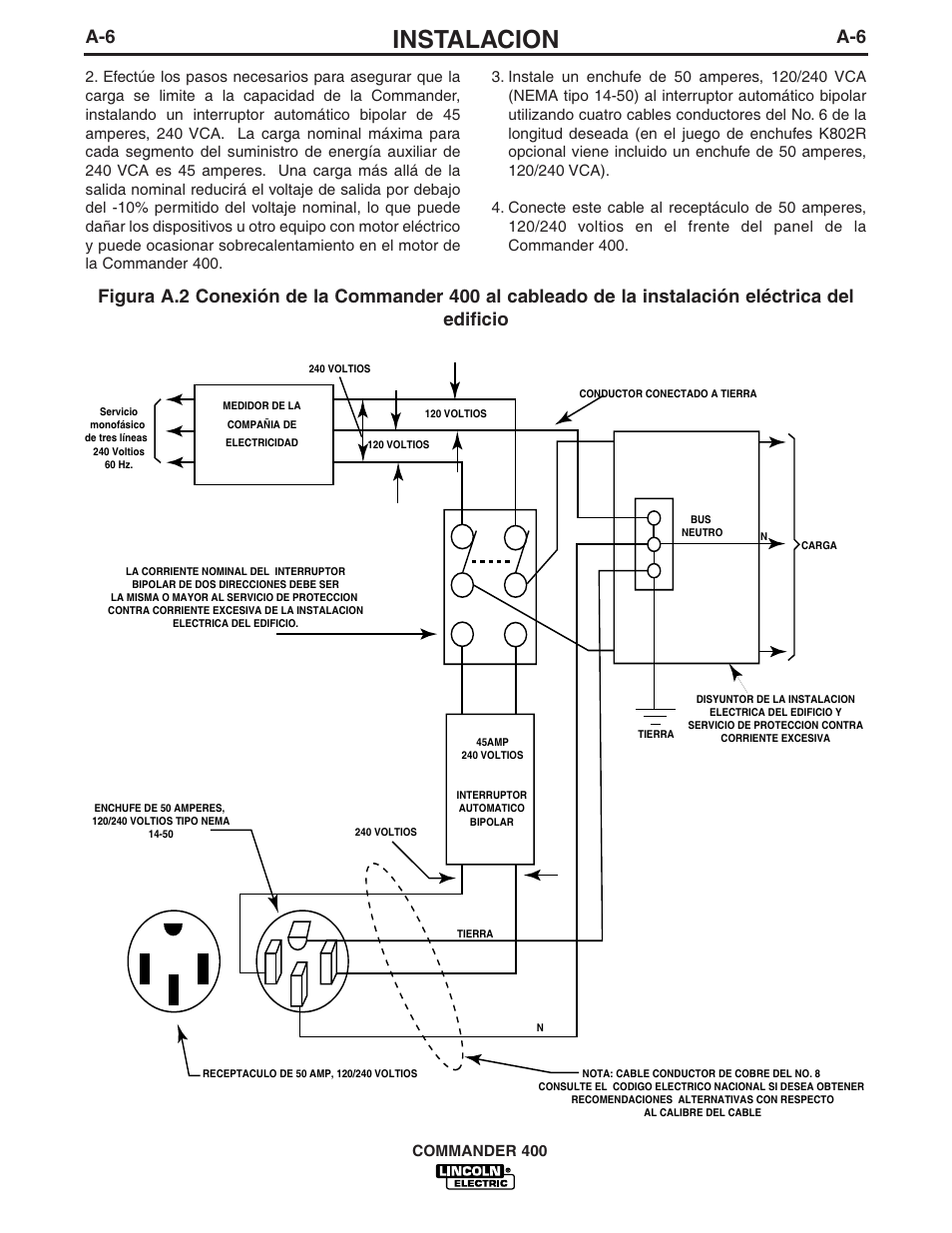 Instalacion, Commander 400 | Lincoln Electric IM544 Commander 400 User Manual | Page 12 / 47