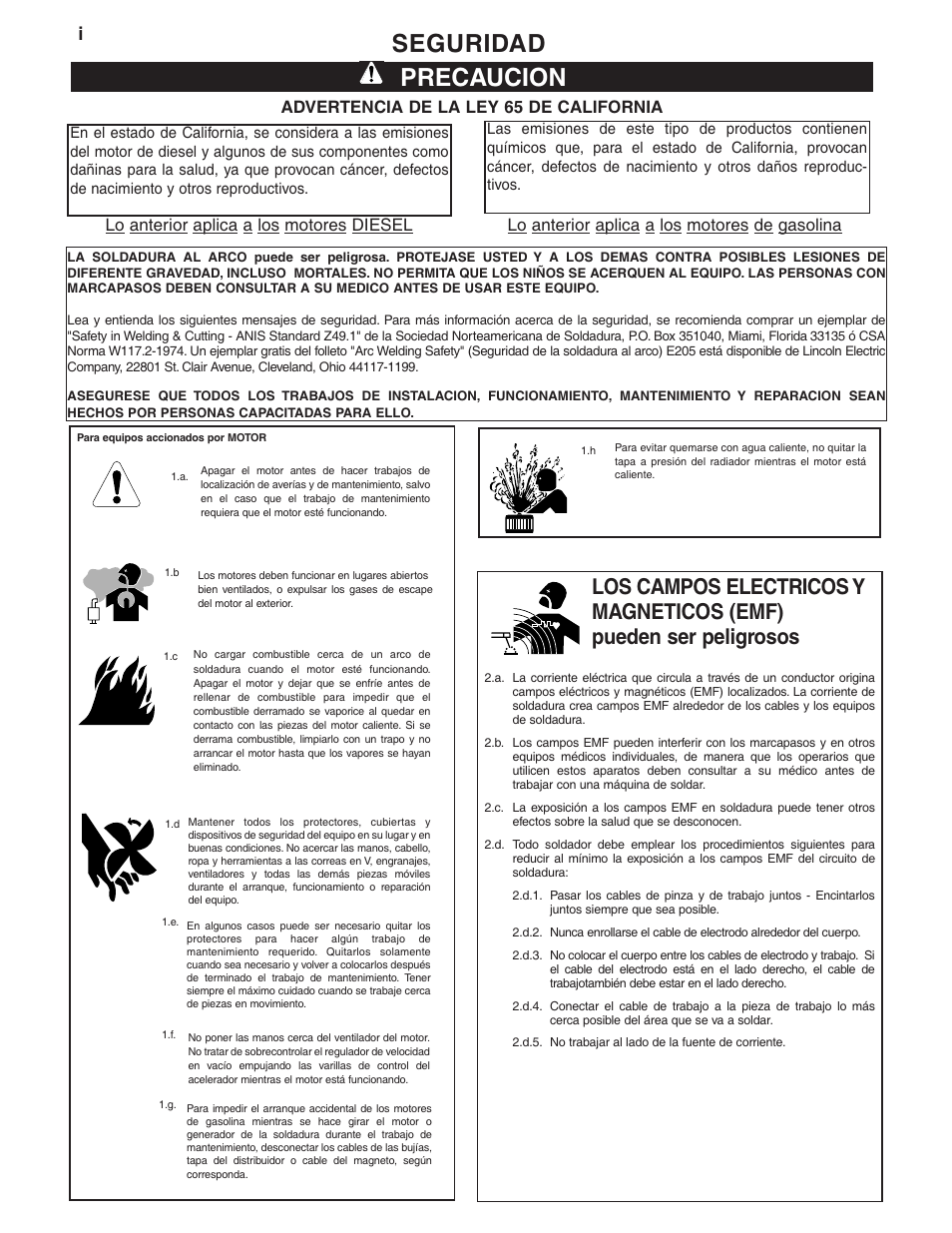 Seguridad, Precaucion | Lincoln Electric IM544 Commander 400 User Manual | Page 2 / 47