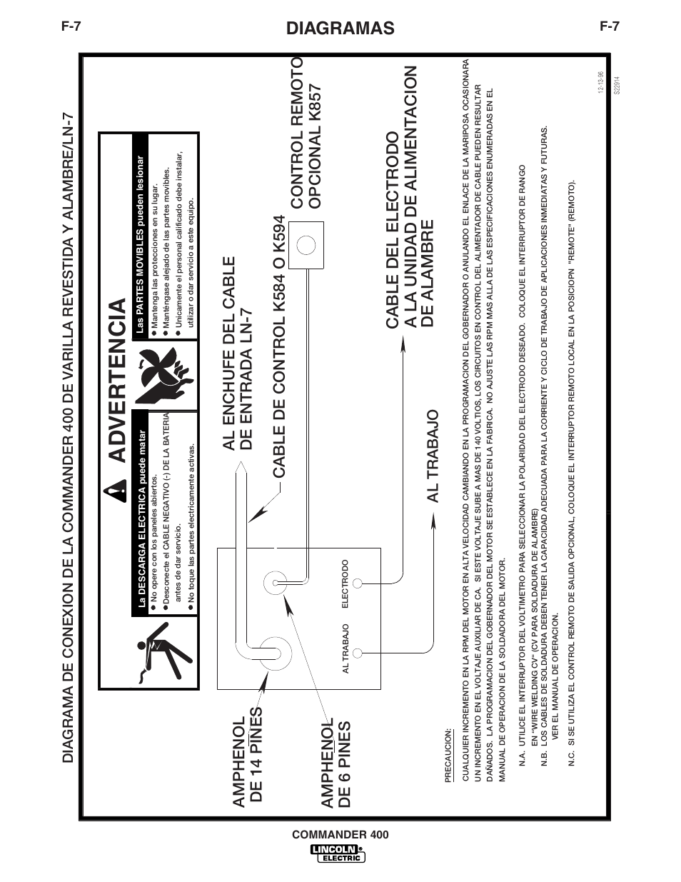 Ad ver tencia, Diagramas | Lincoln Electric IM544 Commander 400 User Manual | Page 38 / 47