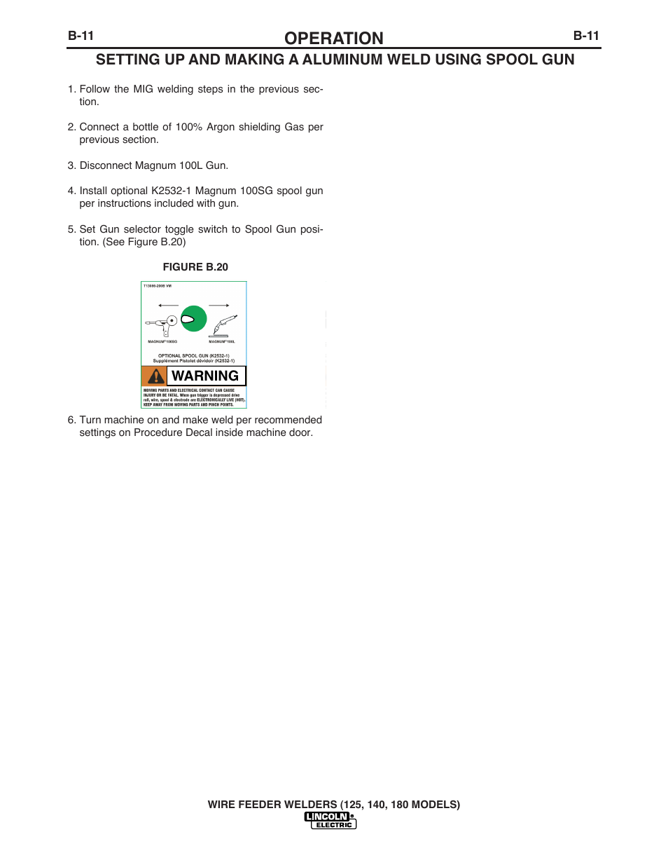 Operation | Lincoln Electric IMT891 WIRE FEEDER WELDER 125, 140, 180 User Manual | Page 20 / 96