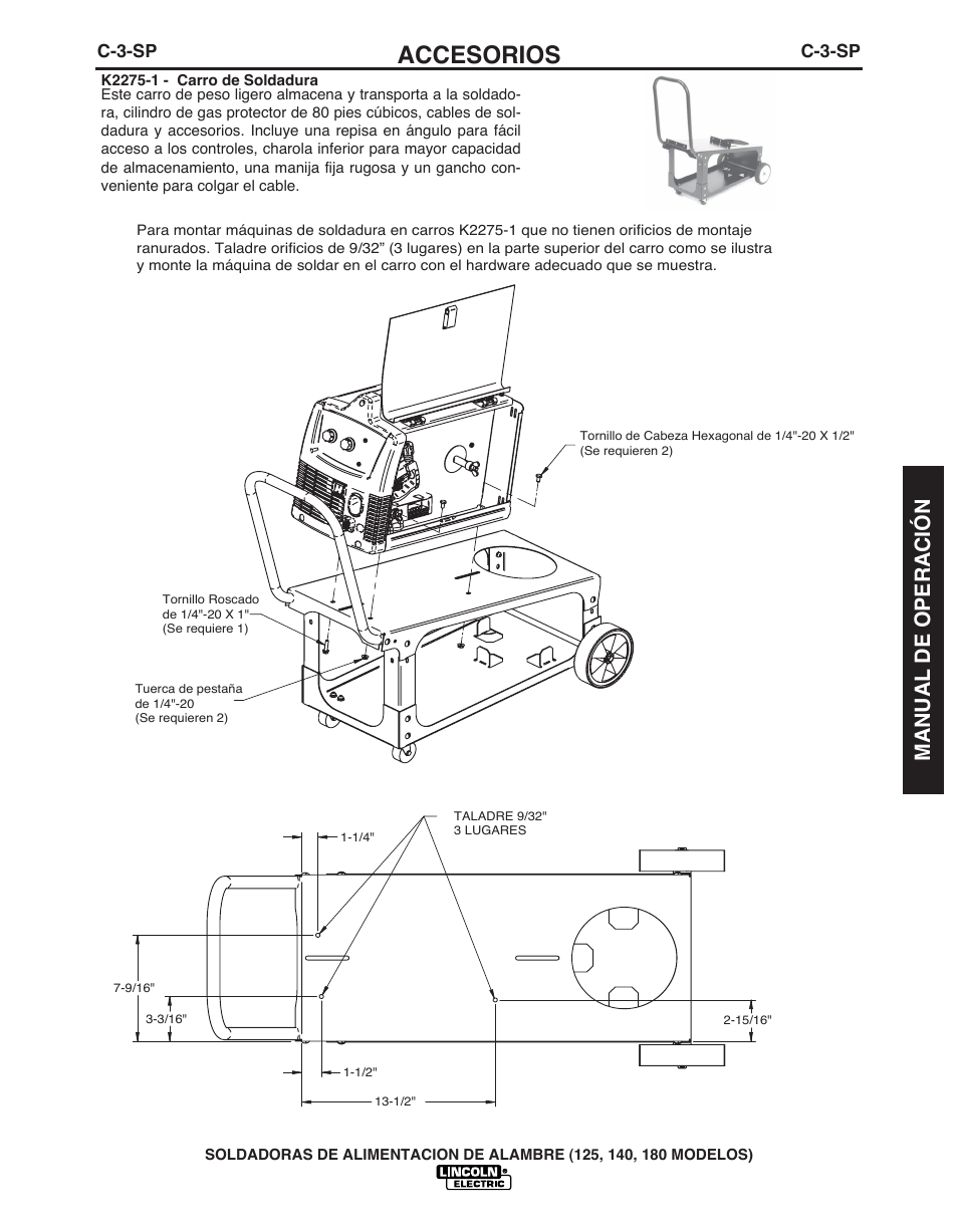 Accesorios, Manual de operación | Lincoln Electric IMT891 WIRE FEEDER WELDER 125, 140, 180 User Manual | Page 53 / 96