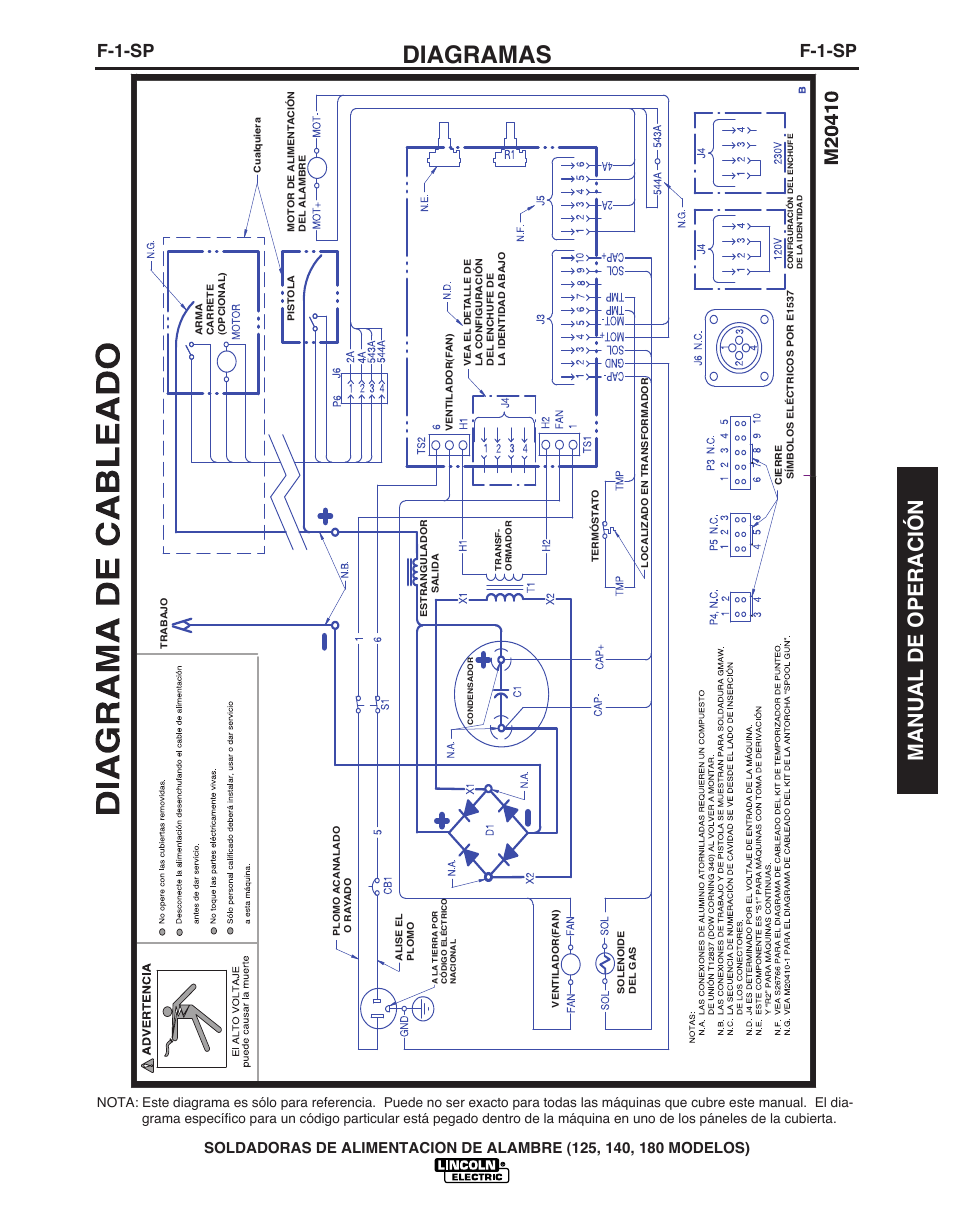 Diagramas, Manual de operación, F-1-sp | Lincoln Electric IMT891 WIRE FEEDER WELDER 125, 140, 180 User Manual | Page 59 / 96