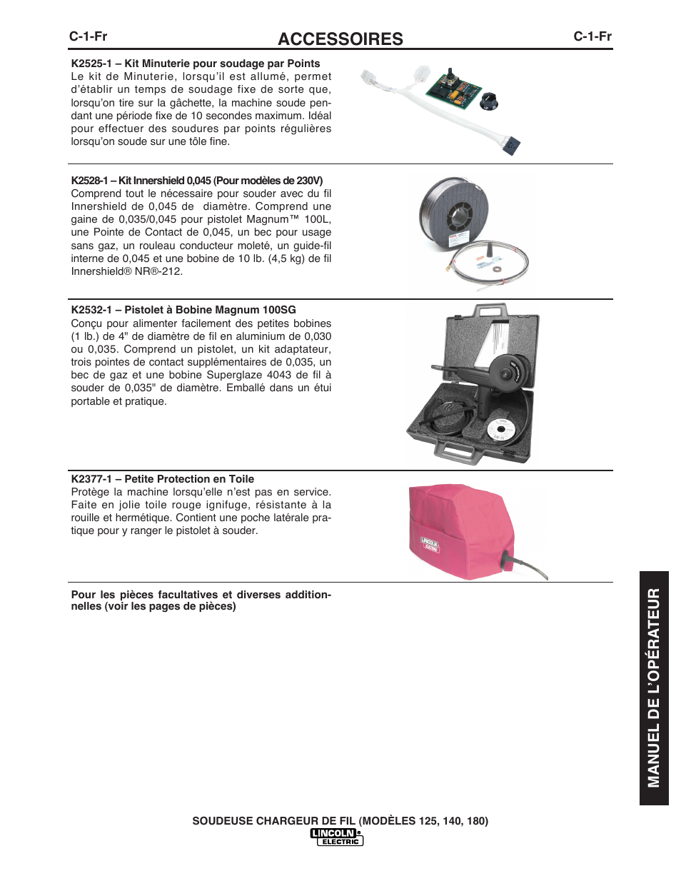 Accessoires | Lincoln Electric IMT891 WIRE FEEDER WELDER 125, 140, 180 User Manual | Page 81 / 96