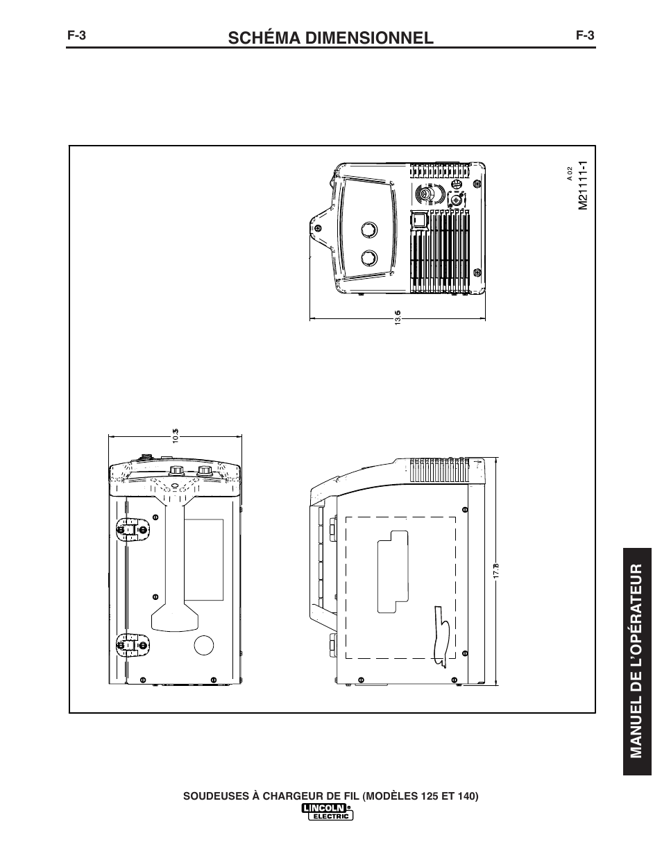 Schéma dimensionnel | Lincoln Electric IMT10049 WIRE FEEDER WELDER 125, 140 User Manual | Page 101 / 104