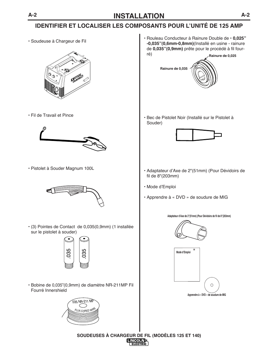 Installation | Lincoln Electric IMT10049 WIRE FEEDER WELDER 125, 140 User Manual | Page 76 / 104