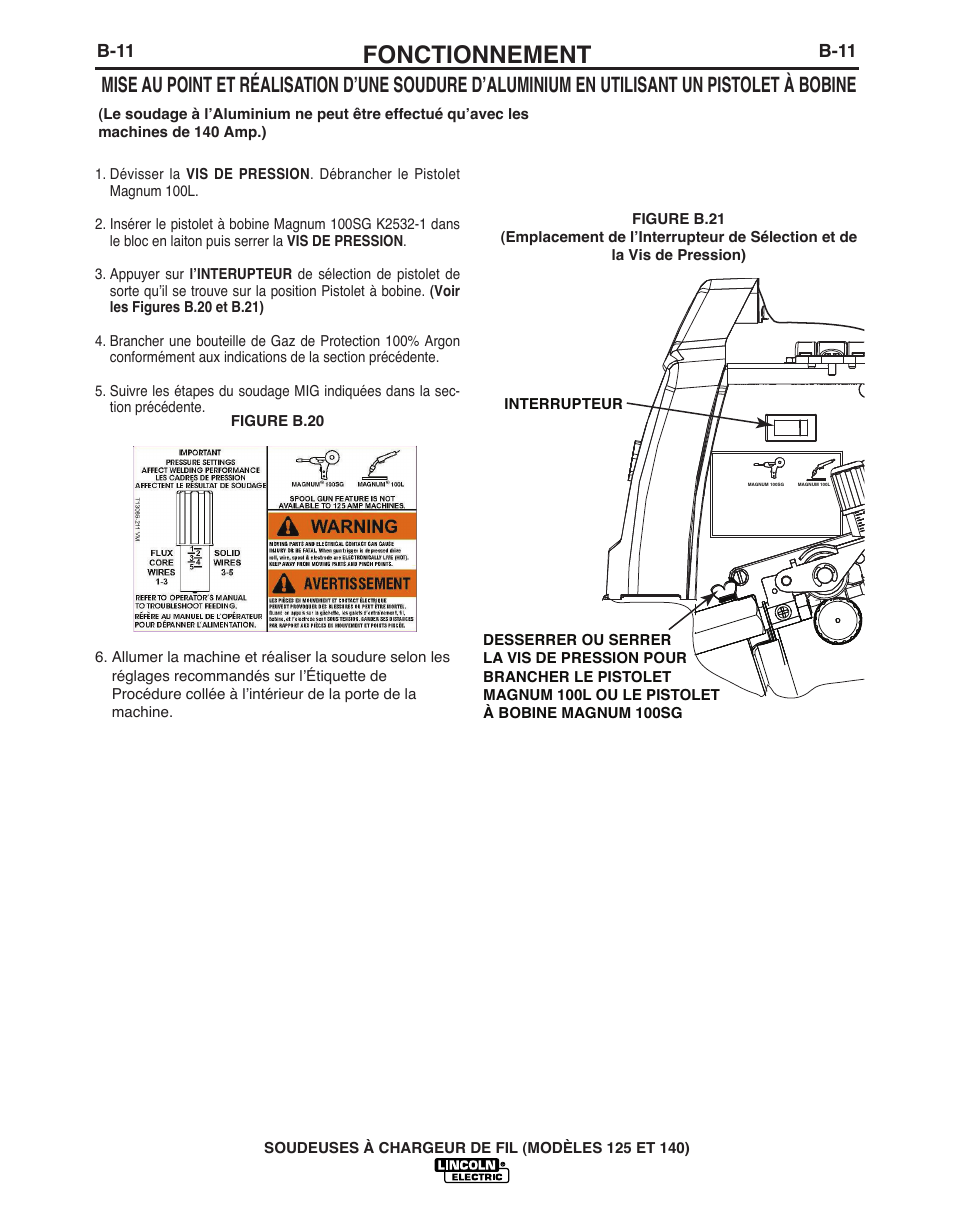 Fonctionnement | Lincoln Electric IMT10049 WIRE FEEDER WELDER 125, 140 User Manual | Page 88 / 104