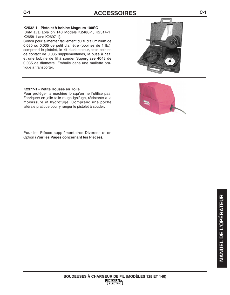 Accessoires | Lincoln Electric IMT10049 WIRE FEEDER WELDER 125, 140 User Manual | Page 89 / 104