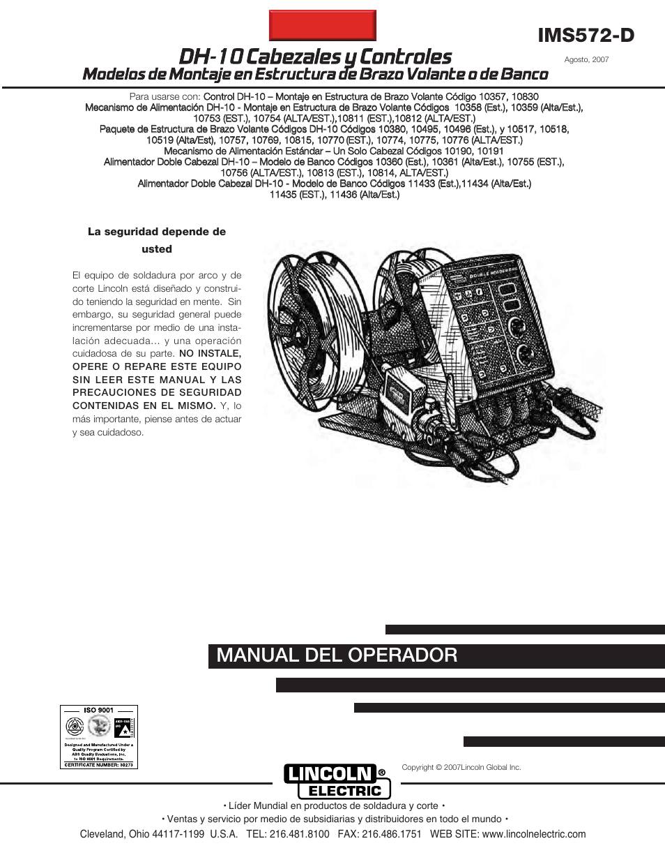 Lincoln Electric IM572 DH-10 Heads & Controls User Manual | 60 pages