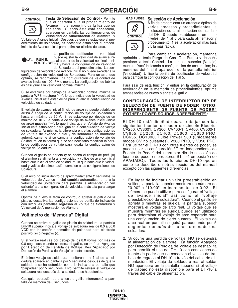 Operación | Lincoln Electric IM572 DH-10 Heads & Controls User Manual | Page 28 / 60