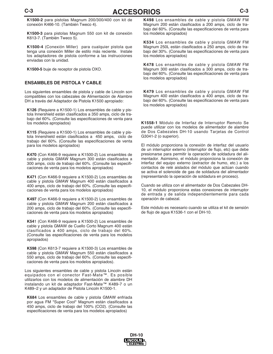 Accesorios | Lincoln Electric IM572 DH-10 Heads & Controls User Manual | Page 37 / 60