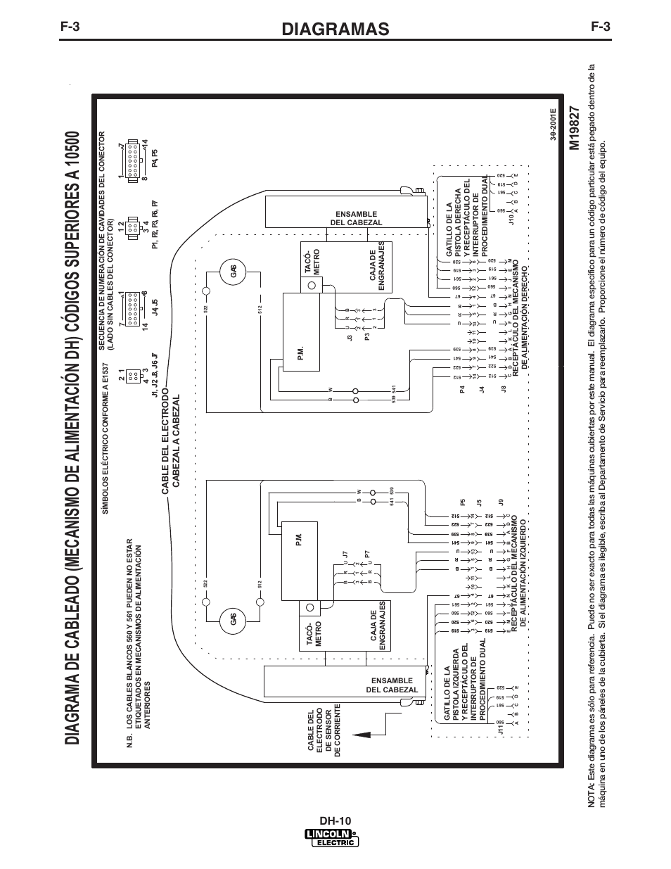 Diagramas, Dh-10, Cable del electrodo cabezal a cabezal | Lincoln Electric IM572 DH-10 Heads & Controls User Manual | Page 51 / 60