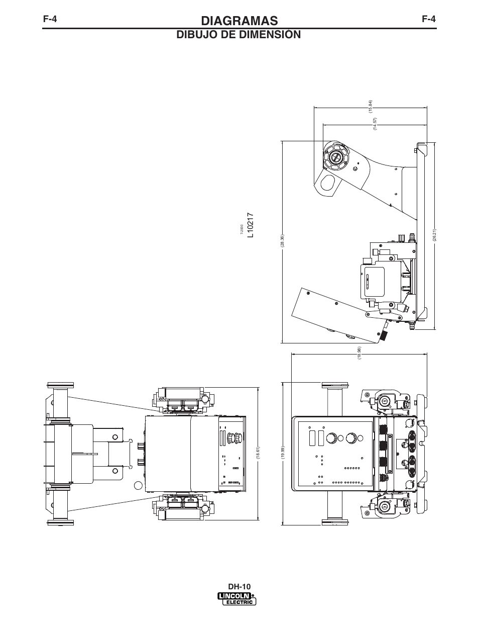 Diagramas, Dibujo de dimensión | Lincoln Electric IM572 DH-10 Heads & Controls User Manual | Page 52 / 60