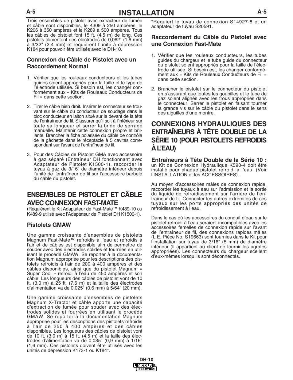 Installation | Lincoln Electric IM903 DH-10 Heads & Controls User Manual | Page 12 / 48