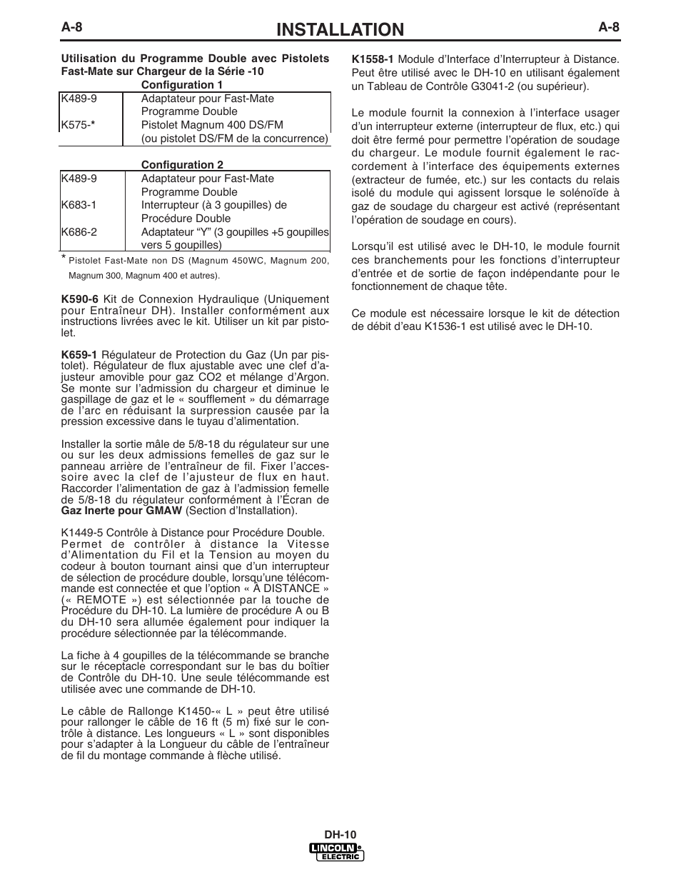 Installation | Lincoln Electric IM903 DH-10 Heads & Controls User Manual | Page 15 / 48