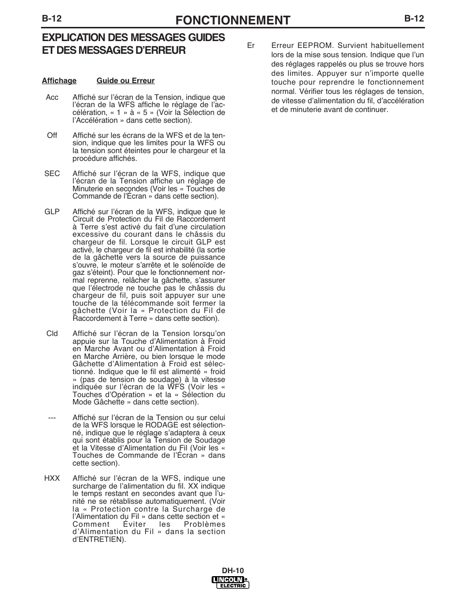 Fonctionnement | Lincoln Electric IM903 DH-10 Heads & Controls User Manual | Page 27 / 48