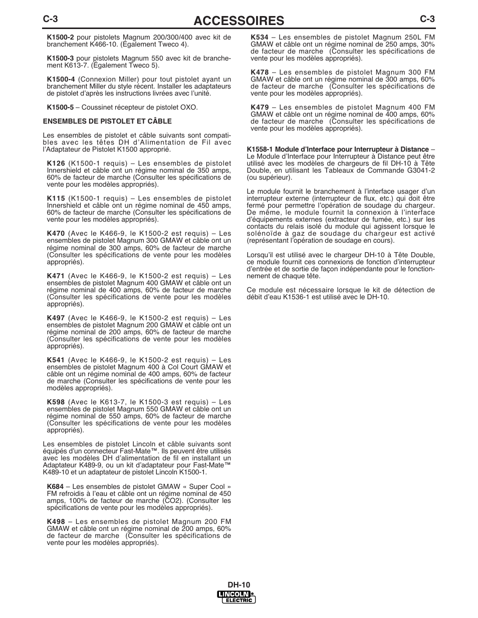 Accessoires | Lincoln Electric IM903 DH-10 Heads & Controls User Manual | Page 30 / 48