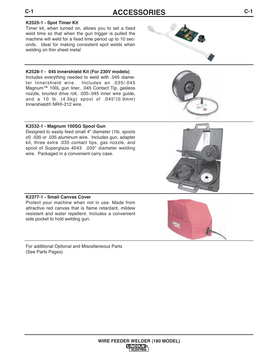 Accessories | Lincoln Electric IMT10075 WIRE FEEDER WELDER 180 User Manual | Page 20 / 92