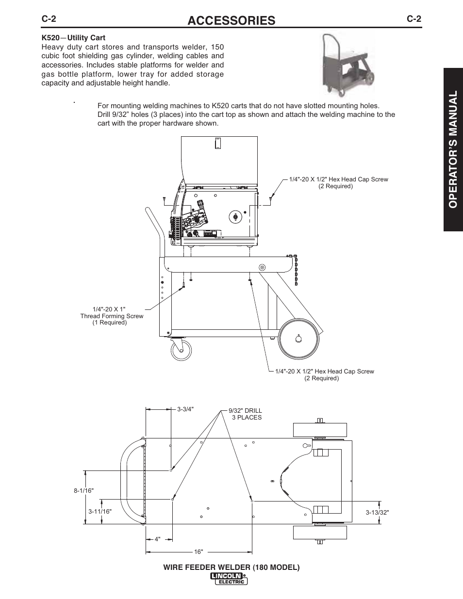 Accessories, Opera t orʼs manual | Lincoln Electric IMT10075 WIRE FEEDER WELDER 180 User Manual | Page 21 / 92