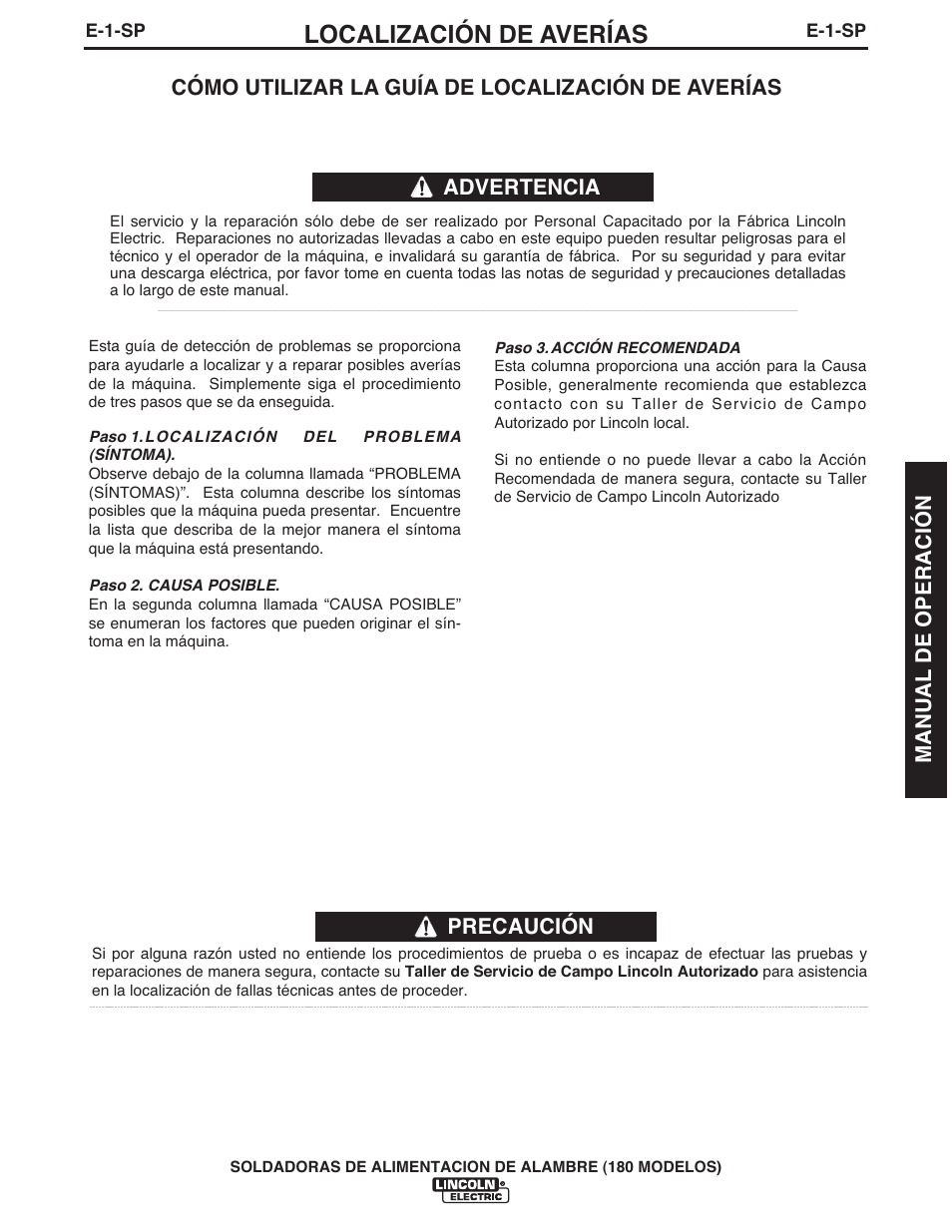 Localización de averías | Lincoln Electric IMT10075 WIRE FEEDER WELDER 180 User Manual | Page 55 / 92