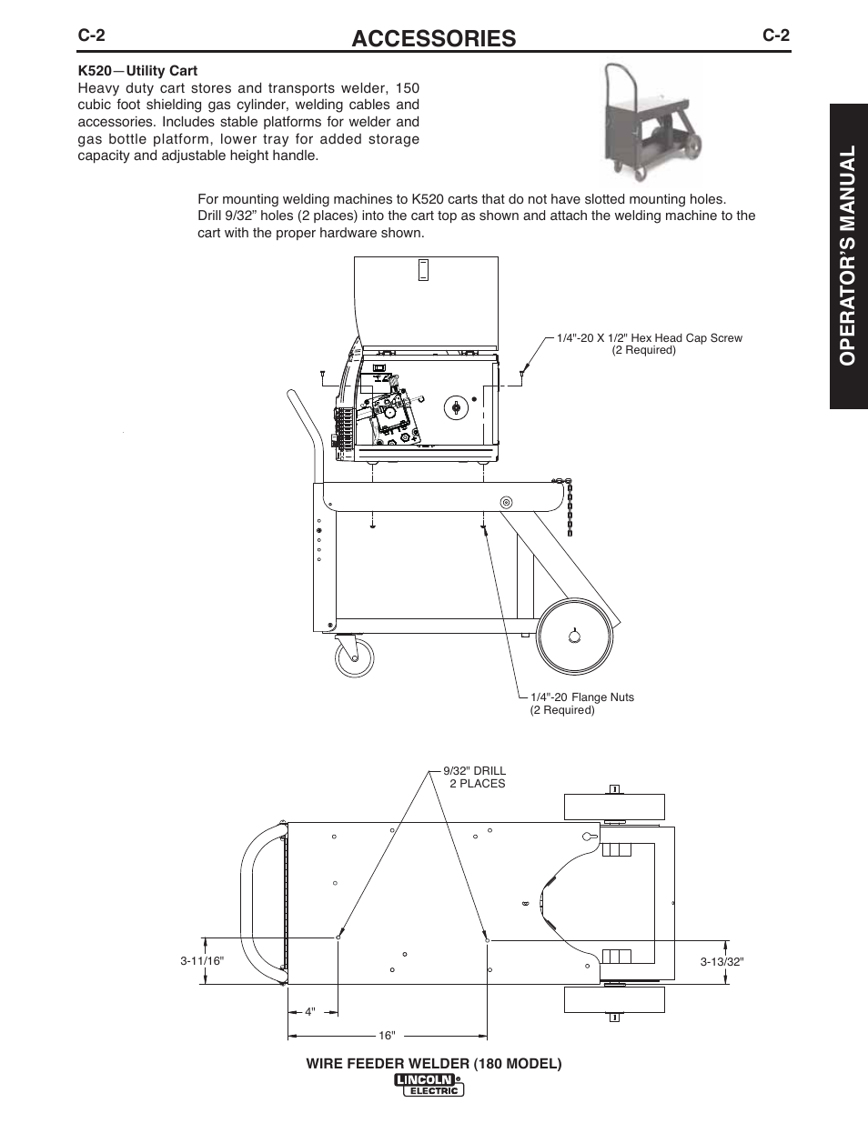 Accessories, Opera t or ʼs manual | Lincoln Electric IMT10135 WIRE FEEDER WELDER 180 User Manual | Page 21 / 92