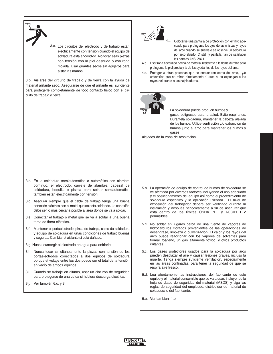 Seguridad, La descarga eléctrica puede causar la muerte, Los humos y gases pueden ser peligrosos | Lincoln Electric IMT10135 WIRE FEEDER WELDER 180 User Manual | Page 33 / 92