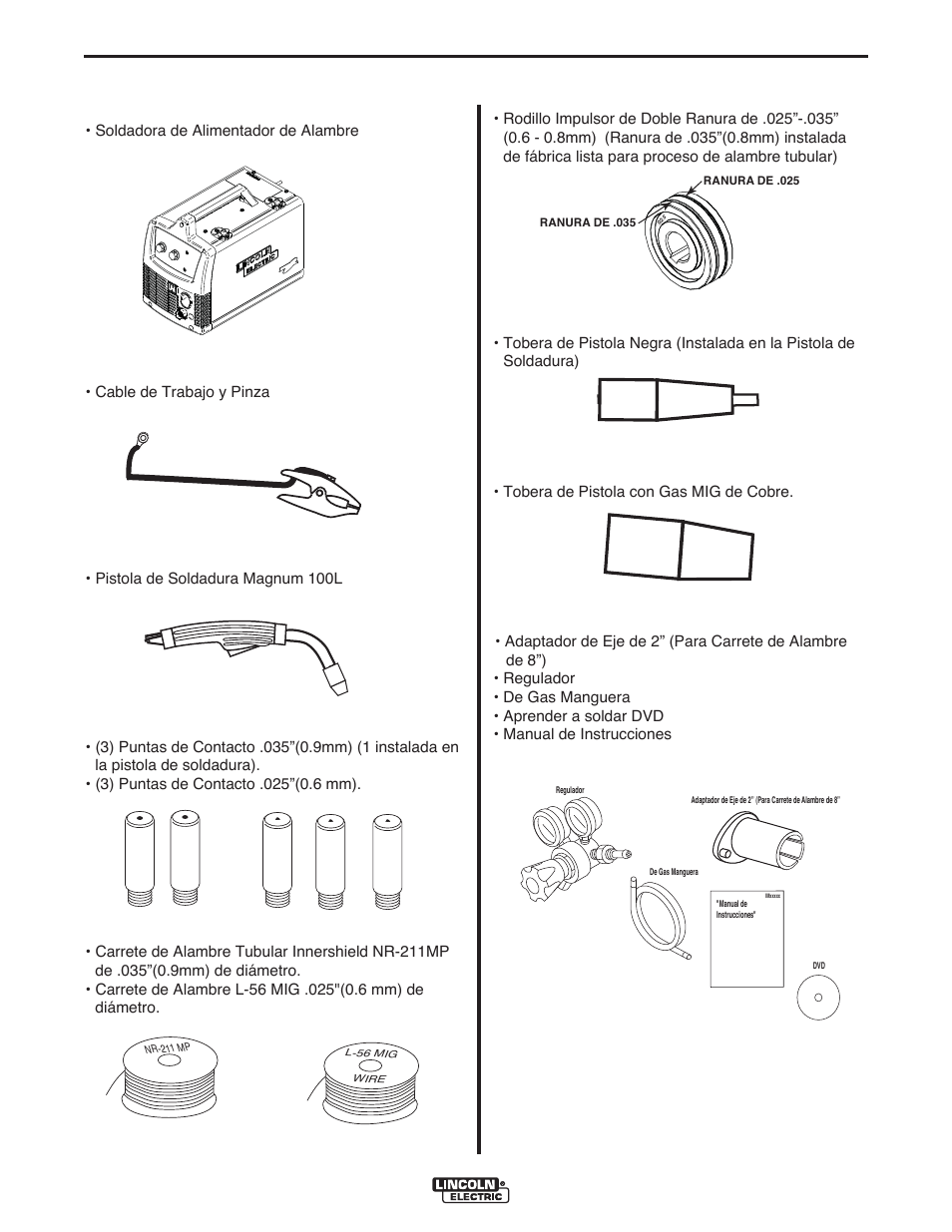 Instalación, Identificación y localización de componentes, A-2 componentes incluidos | Lincoln Electric IMT10135 WIRE FEEDER WELDER 180 User Manual | Page 38 / 92