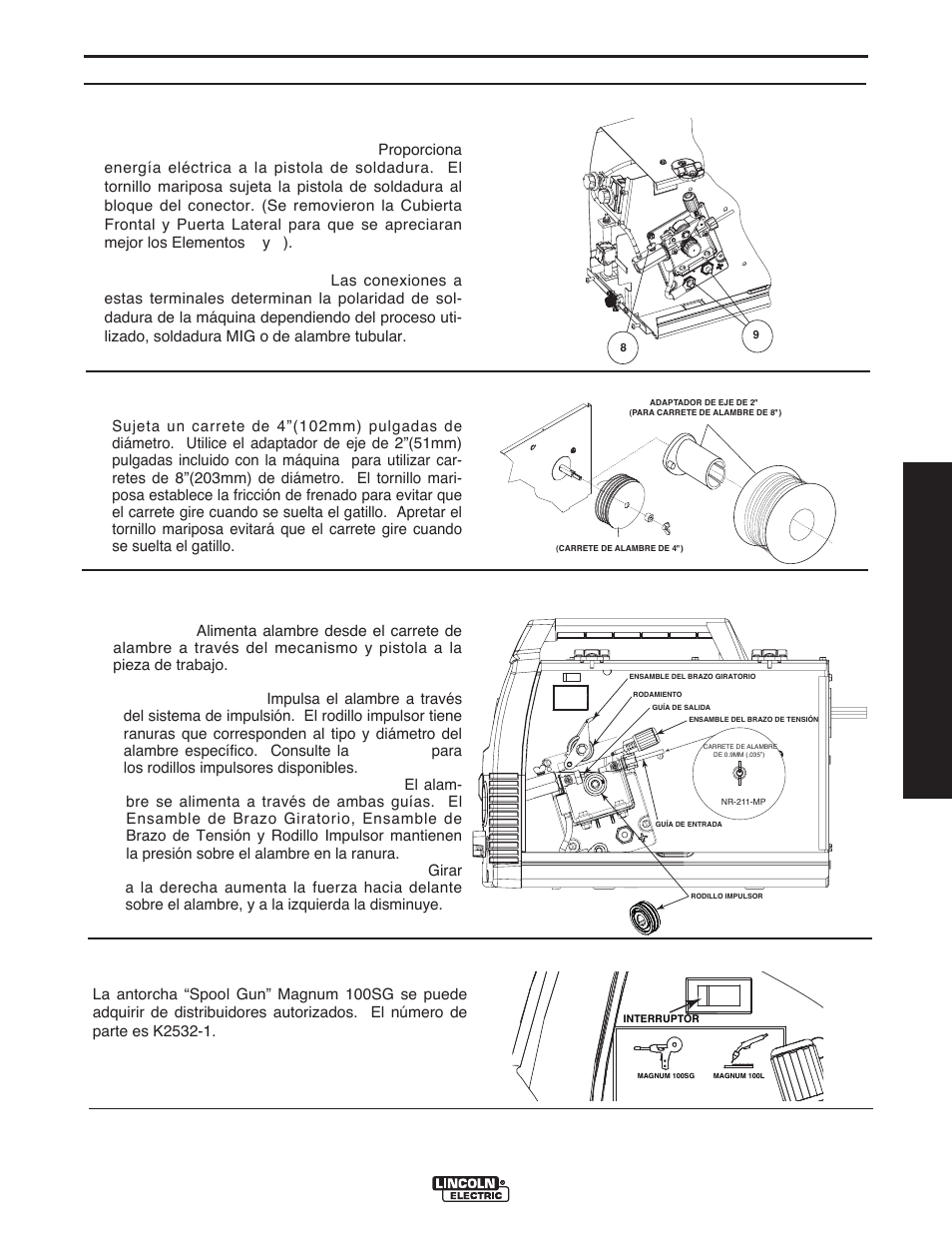 Operación, Manual del operador | Lincoln Electric IMT10135 WIRE FEEDER WELDER 180 User Manual | Page 41 / 92