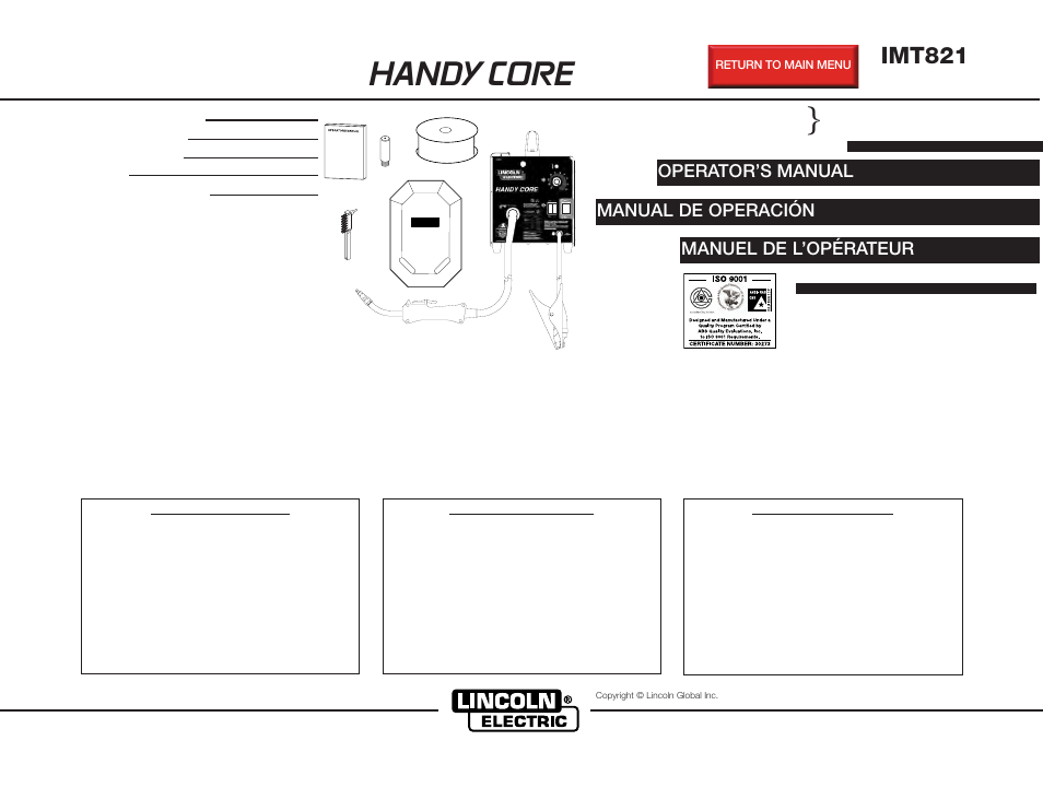 Lincoln Electric IMT821 HANDY CORE User Manual | 36 pages