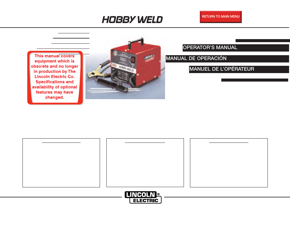 Lincoln Electric IMT681 HOBBY WELD User Manual | 24 pages