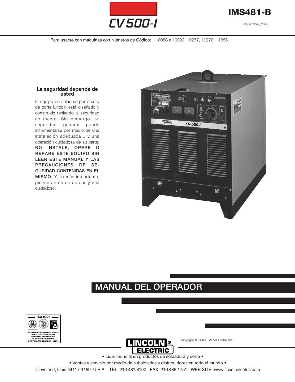 Lincoln Electric IM481 IDEALARC 500-I User Manual | 35 pages