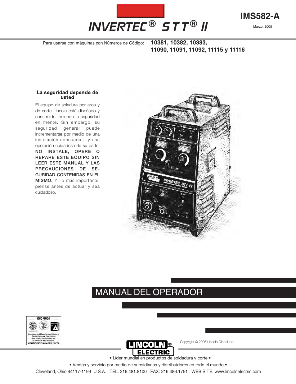 Lincoln Electric IM582 INVERTEC STT II User Manual | 38 pages