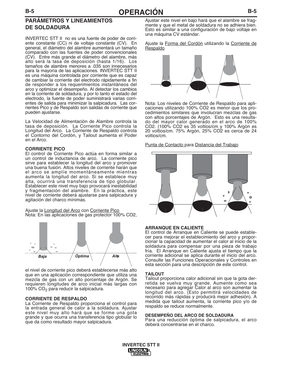 Operación | Lincoln Electric IM582 INVERTEC STT II User Manual | Page 17 / 38