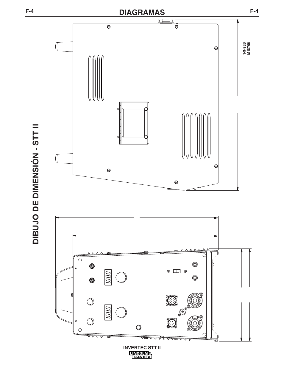 Dibujo de dimensión - stt ii, Diagramas | Lincoln Electric IM582 INVERTEC STT II User Manual | Page 33 / 38