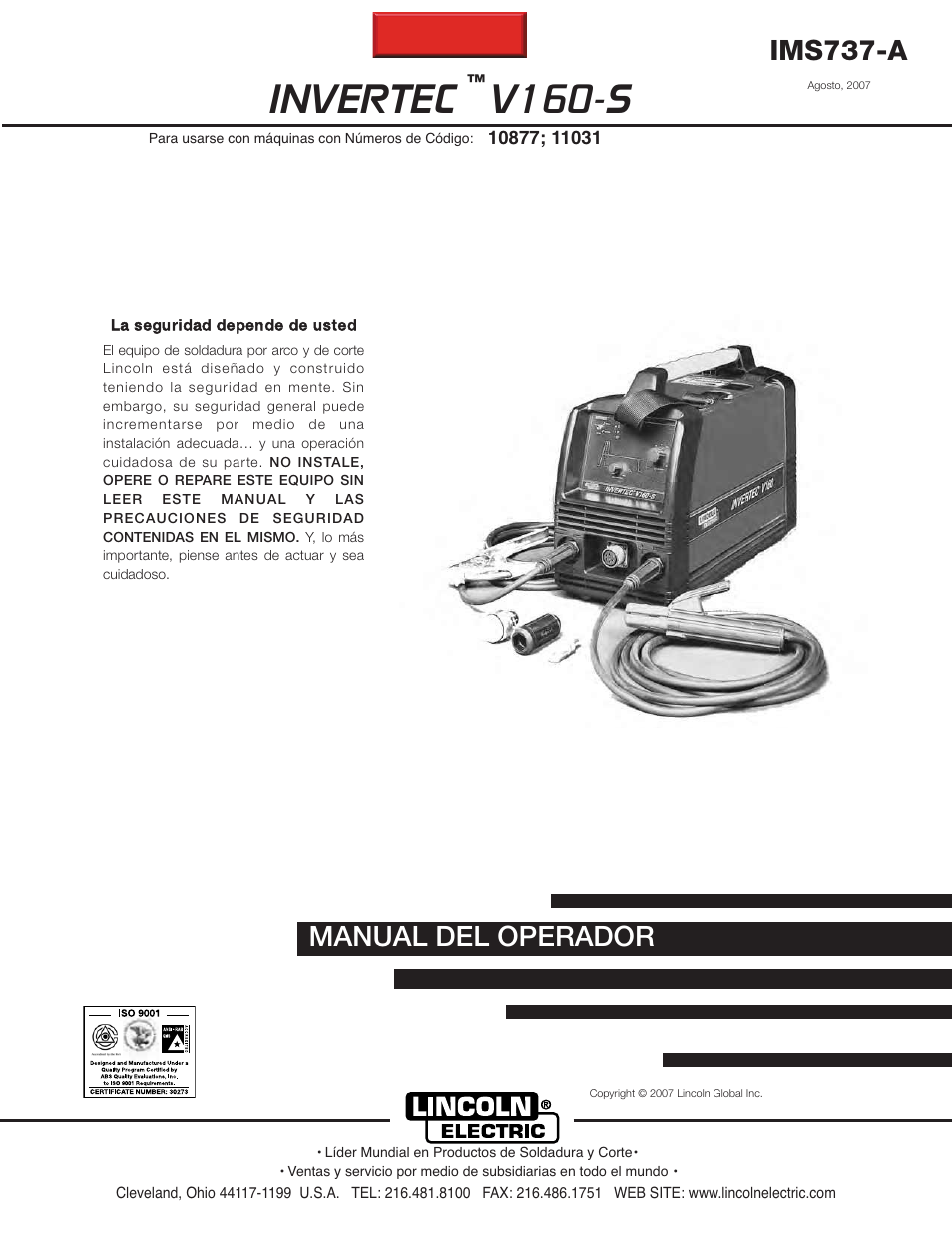 Lincoln Electric IM737 INVERTEC V160-S User Manual | 29 pages