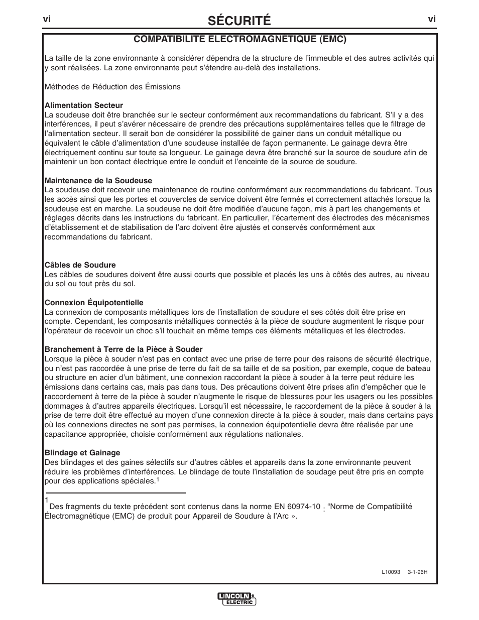 Sécurité | Lincoln Electric IM958 INVERTEC V310-T AC_DC User Manual | Page 7 / 38