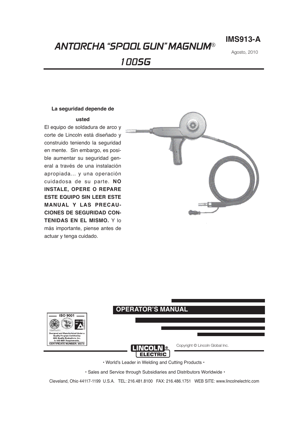 Antorcha “spool gun” magnum, 100sg, Ims913-a | Lincoln Electric IMt913 MAGNUM 100SG SPOOL GUN User Manual | Page 37 / 118