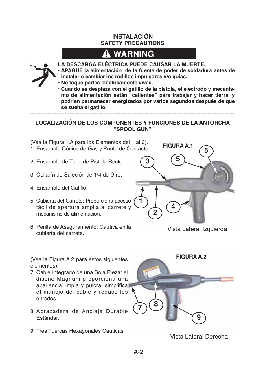 Warning | Lincoln Electric IMt913 MAGNUM 100SG SPOOL GUN User Manual | Page 46 / 118