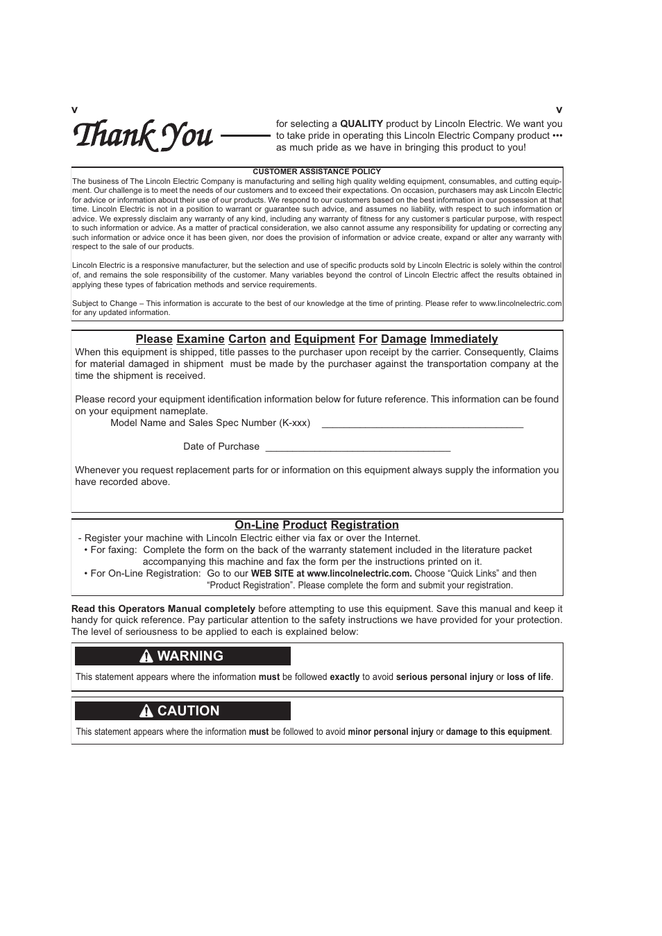 Lincoln Electric IMt913 MAGNUM 100SG SPOOL GUN User Manual | Page 6 / 118