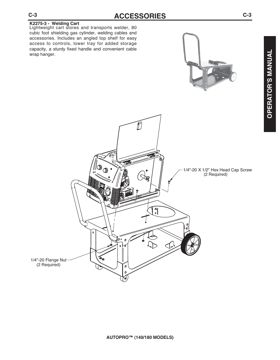 Accessories, Opera t or’s manual | Lincoln Electric IMt10143 MARQUETTE AutoPro 140_180 User Manual | Page 23 / 100