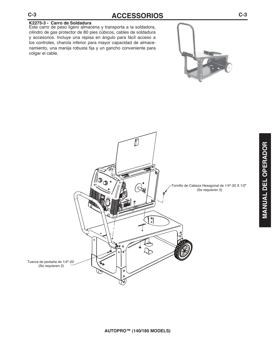 Accessorios, Manual del operador | Lincoln Electric IMt10143 MARQUETTE AutoPro 140_180 User Manual | Page 55 / 100